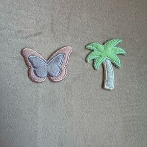 Stoney Clover Lane Butterfly and Palm Tree Patches - Pink and Green